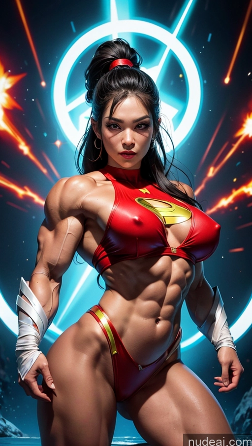 related ai porn images free for Bodybuilder Several Muscular Abs Busty Korean Science Fiction Style Superhero Powering Up