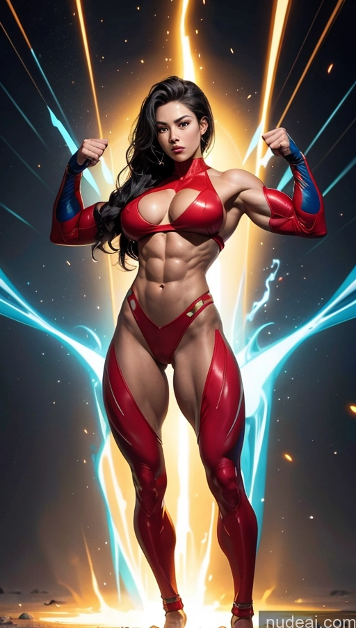 related ai porn images free for Bodybuilder Several Muscular Abs Busty Korean Science Fiction Style Superhero Powering Up Dynamic View