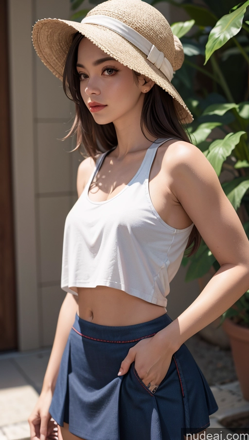 related ai porn images free for Close-up View Tank Top Hat Micro Skirt