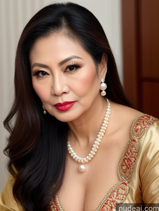 related ai porn images free for Milf Beautiful Lipstick 60s Pouting Lips Long Hair Vietnamese Traditional Pearl Jewelry Cleavage