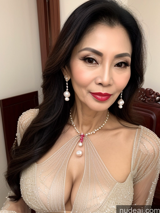related ai porn images free for Milf Beautiful Lipstick 60s Sexy Face Seductive Long Hair Vietnamese Pearl Jewelry Skinny Transparent Blouse