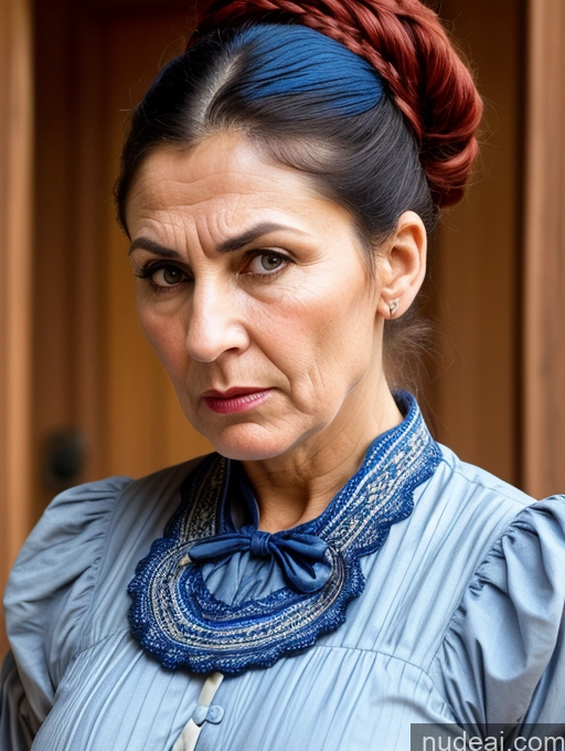 related ai porn images free for Milf Busty Skinny Short 50s Angry Blue Hair Hair Bun Jewish Front View Dress Traditional Victorian