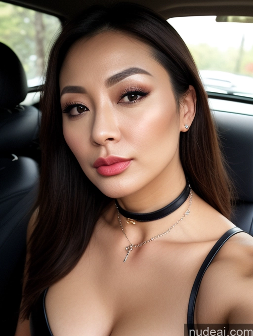 related ai porn images free for Woman Japanese Car Close-up View Choker Jewelry Small Ass Small Tits 40s Pouting Lips Leather Trench Coat Cleavage
