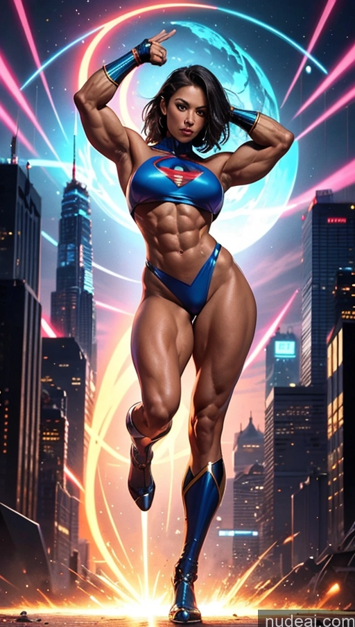 related ai porn images free for Bodybuilder Muscular Abs Several Busty French Cyberpunk Superhero Powering Up