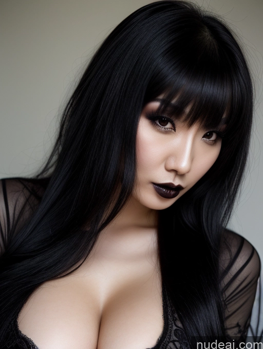 related ai porn images free for Goth Black Hair Asian 20s Close-up View Cleavage Seductive Soft + Warm Long Hair