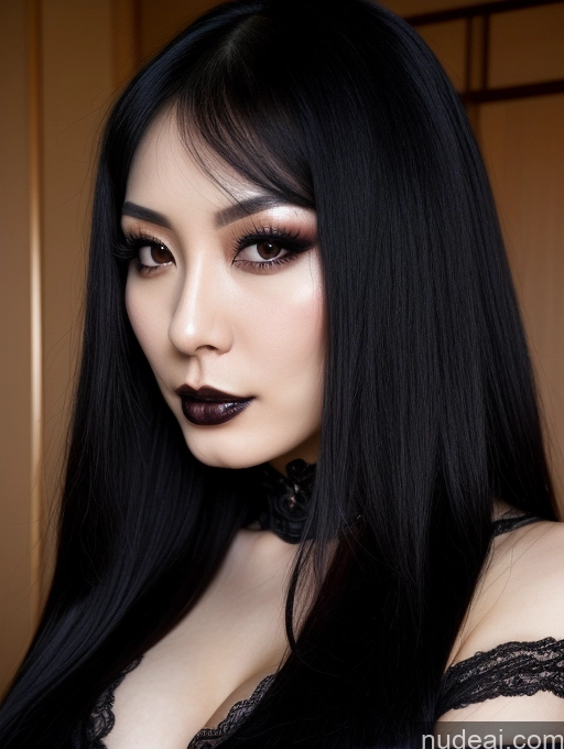 related ai porn images free for Goth Black Hair 20s Close-up View Cleavage Seductive Soft + Warm Long Hair Japanese