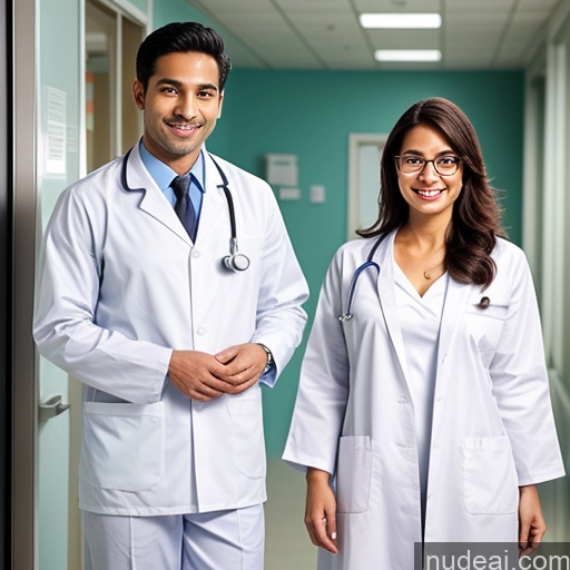 related ai porn images free for One Perfect Boobs Beautiful Perfect Body Happy Indian Hospital Front View Doctor 40s Glasses Woman + Man