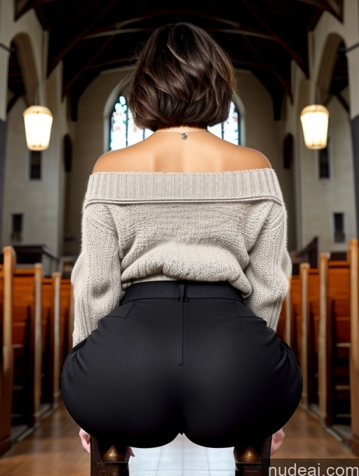 related ai porn images free for Beautiful Glasses Small Tits 30s Seductive Brunette Short Hair Church Sweater Dress Pants Cleavage Sitting, Squating