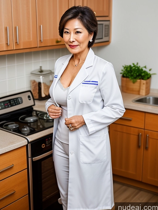 related ai porn images free for Milf Two Busty Perfect Boobs Beautiful Perfect Body 70s Bobcut Chinese Kitchen Bra Doctor Jacket Lab Coat Stylish Suit Cleavage Detailed Sexy Face