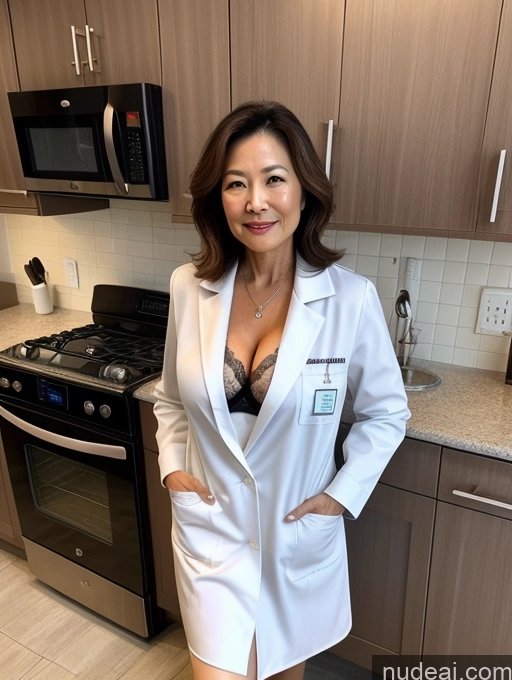 related ai porn images free for Milf Two Busty Perfect Boobs Beautiful Perfect Body 70s Bobcut Chinese Kitchen Bra Doctor Jacket Lab Coat Stylish Suit Cleavage Detailed Sexy Face