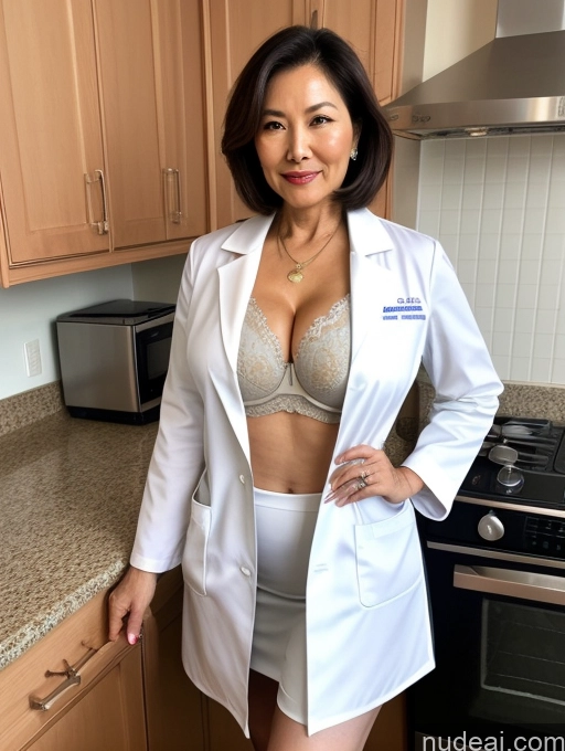 related ai porn images free for Milf Two Busty Perfect Boobs Beautiful Perfect Body 70s Bobcut Chinese Kitchen Bra Doctor Jacket Lab Coat Stylish Suit Cleavage Detailed Sexy Face