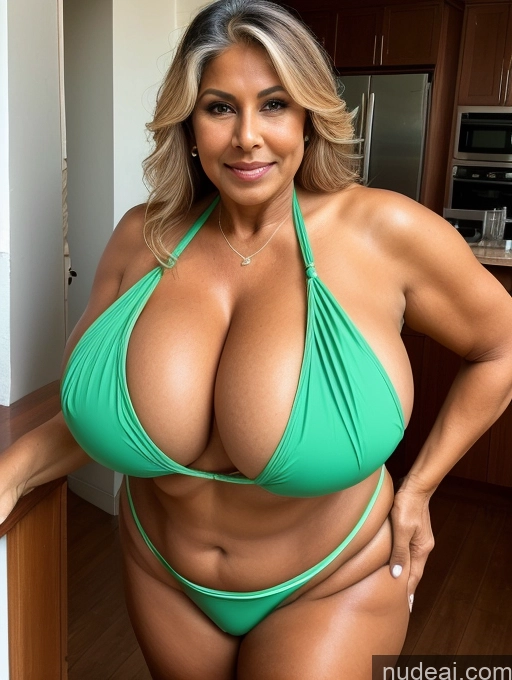 related ai porn images free for Milf One Busty Huge Boobs Thick Tanned Skin Indian Front View Microkini Thong 70s Waitress