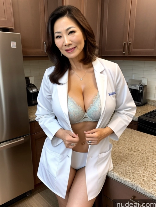 related ai porn images free for Milf Two Busty Perfect Boobs Beautiful Perfect Body 70s Bobcut Chinese Kitchen Bra Doctor Jacket Lab Coat Stylish Suit Cleavage Detailed Sexy Face