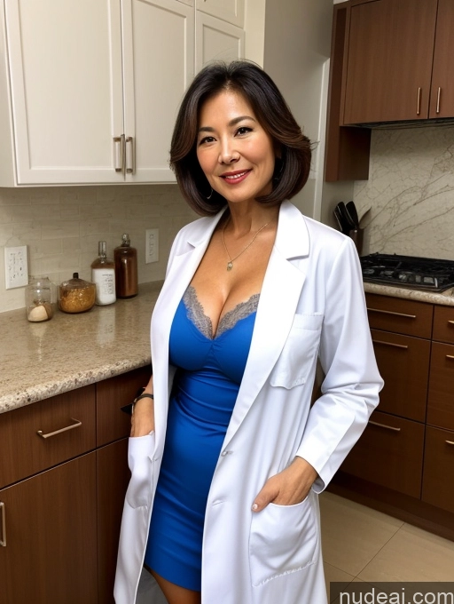 related ai porn images free for Milf Two Busty Perfect Boobs Beautiful Perfect Body 70s Bobcut Chinese Kitchen Bra Doctor Jacket Lab Coat Stylish Suit Cleavage Detailed Sexy Face