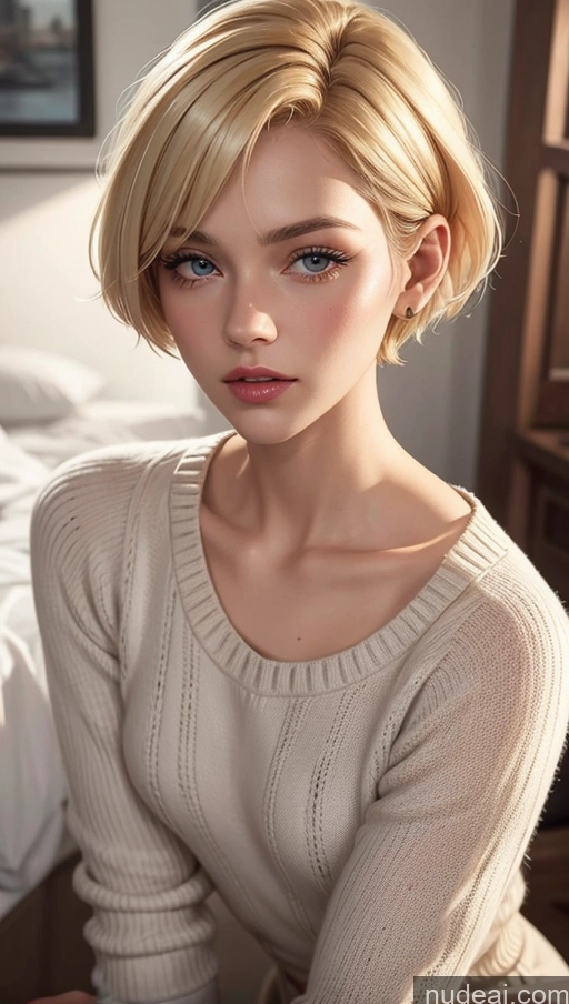 related ai porn images free for Close-up View Blonde Sweater Dress Short Hair