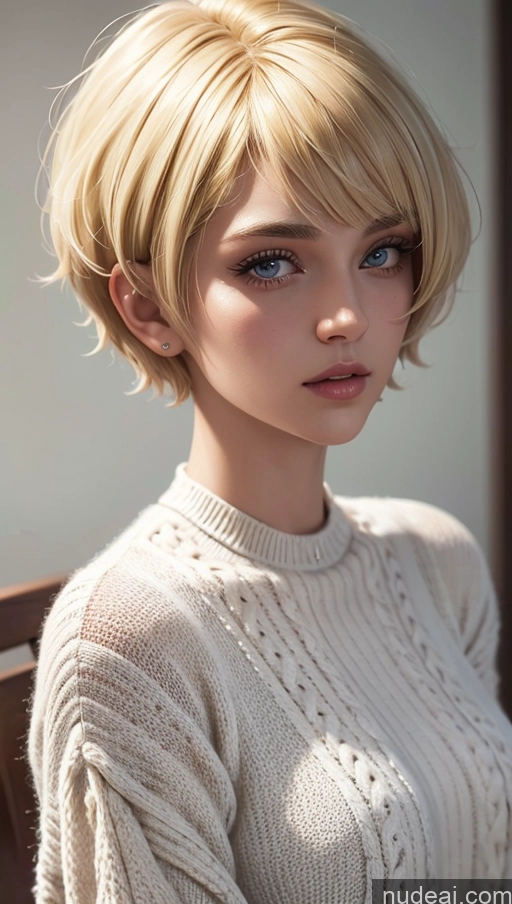 related ai porn images free for Close-up View Blonde Sweater Dress Short Hair Perfect Body