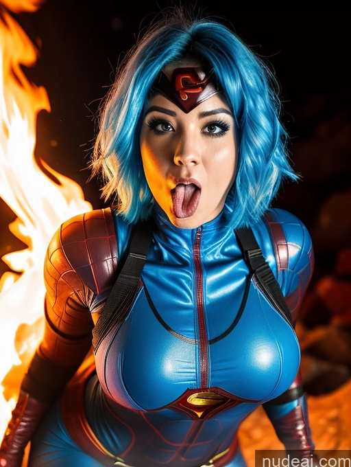 related ai porn images free for Athlete Perfect Body 30s Sexy Face Ahegao Blue Hair Hell Close-up View Superhero