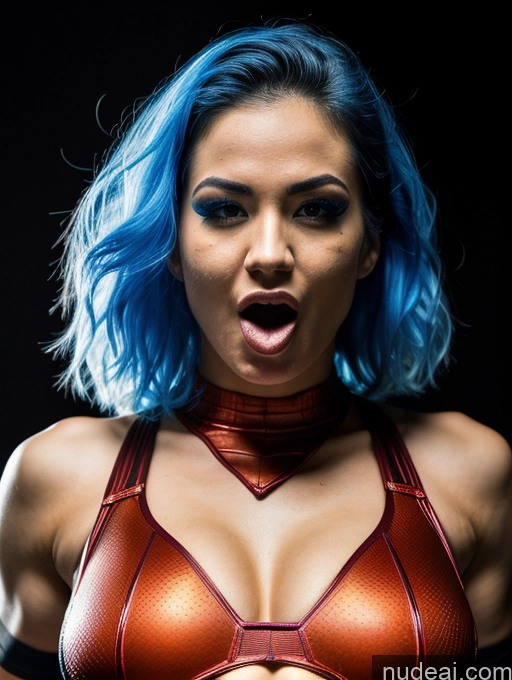 related ai porn images free for Athlete Perfect Body 30s Sexy Face Ahegao Blue Hair Hell Close-up View Superhero