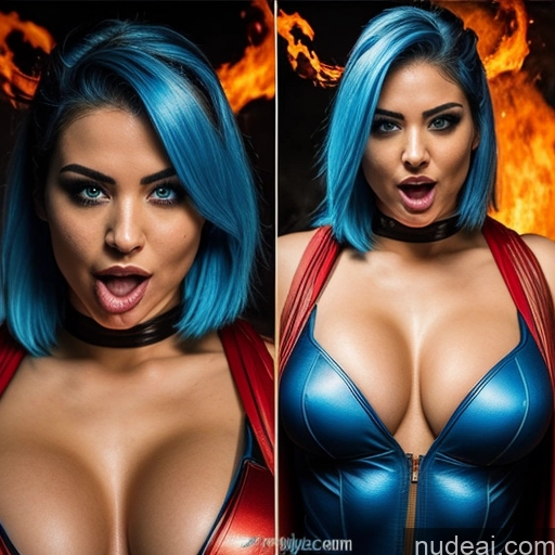 related ai porn images free for Athlete Perfect Body 30s Sexy Face Ahegao Blue Hair Hell Close-up View Superhero