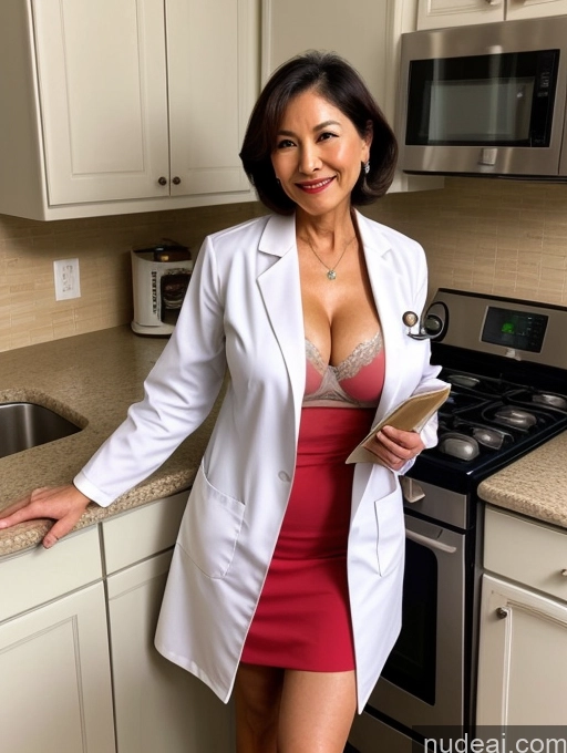 related ai porn images free for Milf Two Busty Perfect Boobs Beautiful Perfect Body 70s Bobcut Chinese Kitchen Bra Doctor Jacket Lab Coat Stylish Suit Cleavage Detailed Sexy Face