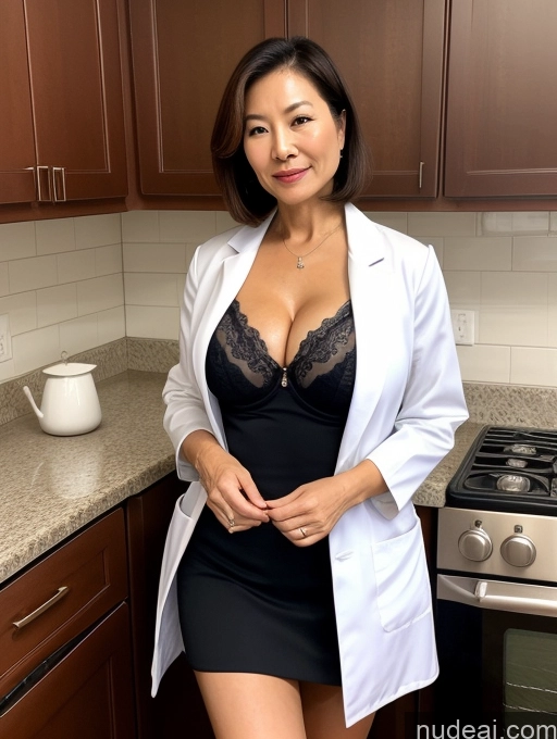 related ai porn images free for Milf Two Busty Perfect Boobs Beautiful Perfect Body 70s Bobcut Chinese Kitchen Bra Doctor Jacket Lab Coat Stylish Suit Cleavage Detailed Sexy Face