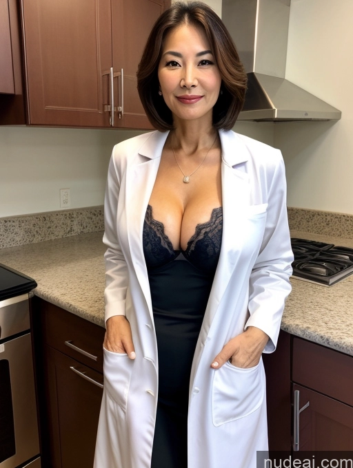 related ai porn images free for Milf Two Busty Perfect Boobs Beautiful Perfect Body 70s Bobcut Chinese Kitchen Bra Doctor Jacket Lab Coat Stylish Suit Cleavage Detailed Sexy Face