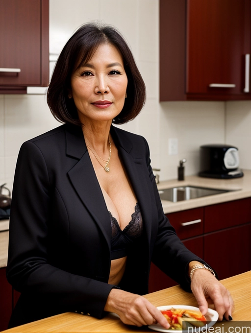 related ai porn images free for Milf Two Perfect Boobs Beautiful Perfect Body 70s Bobcut Chinese Kitchen Bra Jacket Professor Stylish Suit Cleavage Dark Lighting Detailed Sexy Face