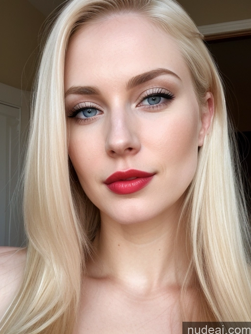 related ai porn images free for Woman One Beautiful Long Hair Nude Close-up View Detailed Sexy Face 20s Russian Fairer Skin Lipstick Blonde
