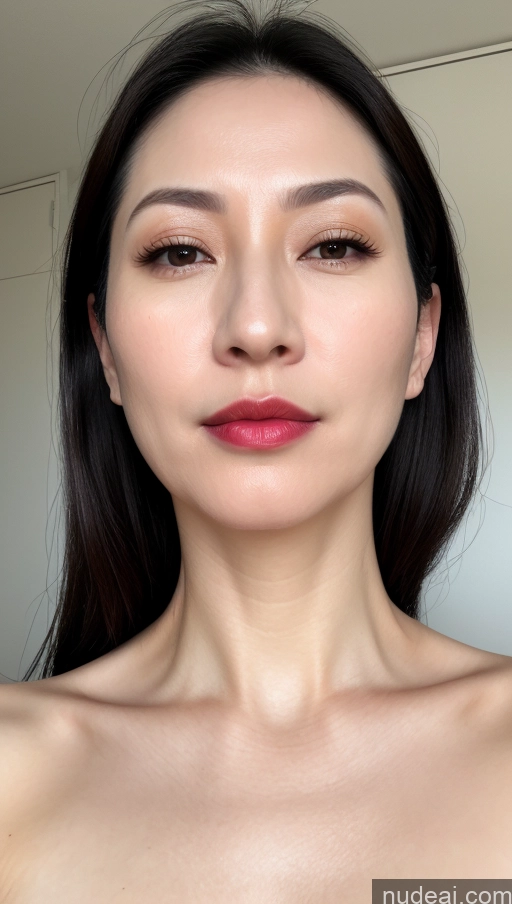 related ai porn images free for Woman One Beautiful Lipstick Fairer Skin Black Hair Korean Close-up View Slicked Small Tits 40s