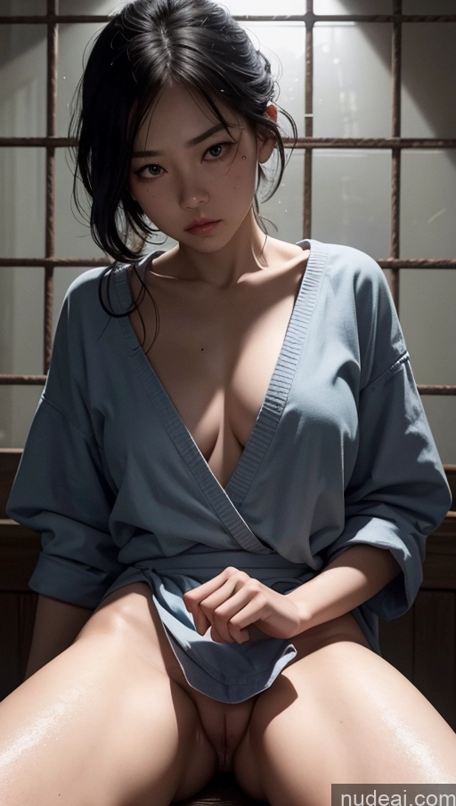 related ai porn images free for Close-up View Japanese Spreading Legs Prison Chemise Dark Lighting Serious Sad