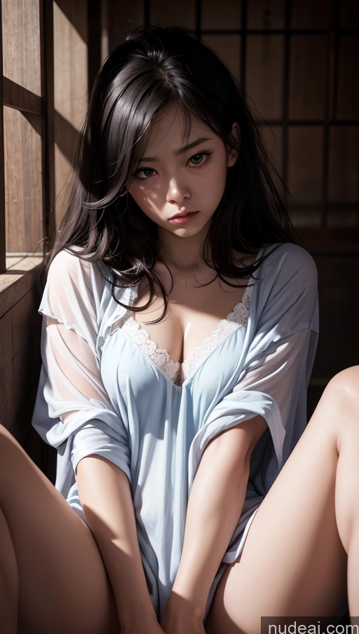 related ai porn images free for Close-up View Japanese Spreading Legs Prison Dark Lighting Serious Sad Nightgown