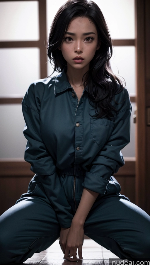 related ai porn images free for Close-up View Japanese Spreading Legs Prison Dark Lighting Serious Shocked Jumpsuit