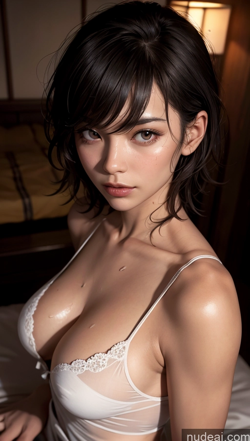 related ai porn images free for Close-up View Japanese Onsen Messy Oiled Body Chemise Serious Dark Lighting Small Tits