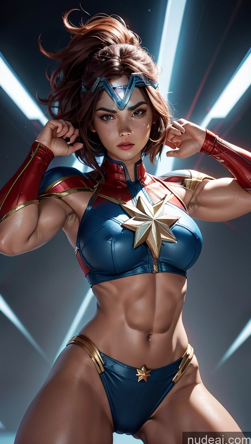 related ai porn images free for Futuristic Captain Marvel Several Powering Up Israel Bodybuilder Muscular Abs Busty Perfect Boobs