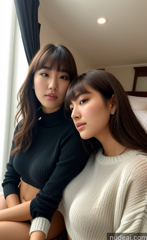 related ai porn images free for Beautiful 18 Two Bedroom Seductive Korean Brunette Bangs Busty Crop Top Sweater