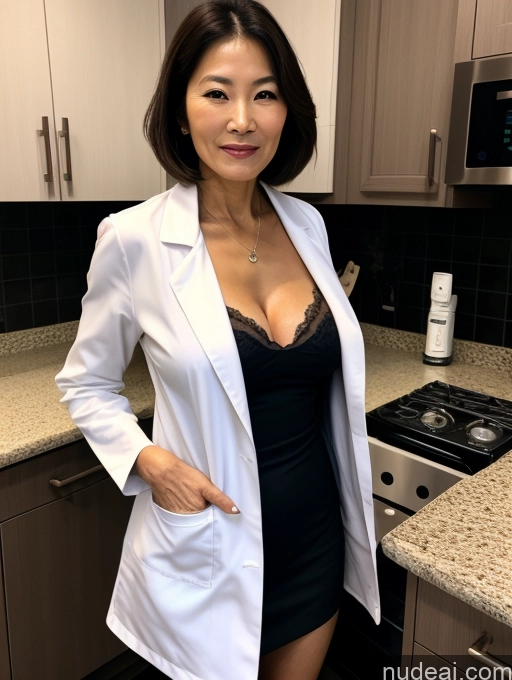 related ai porn images free for Milf Two Perfect Boobs Beautiful Perfect Body 70s Bobcut Chinese Kitchen Bra Doctor Jacket Lab Coat Stylish Suit Cleavage Detailed Sexy Face Dark Lighting