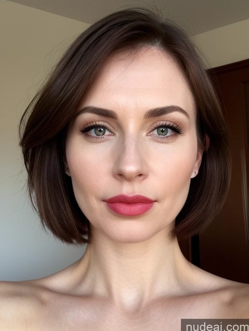 related ai porn images free for Woman One Beautiful Fairer Skin 40s Bangs Brunette White Nude Close-up View Detailed Lipstick Pouting Lips