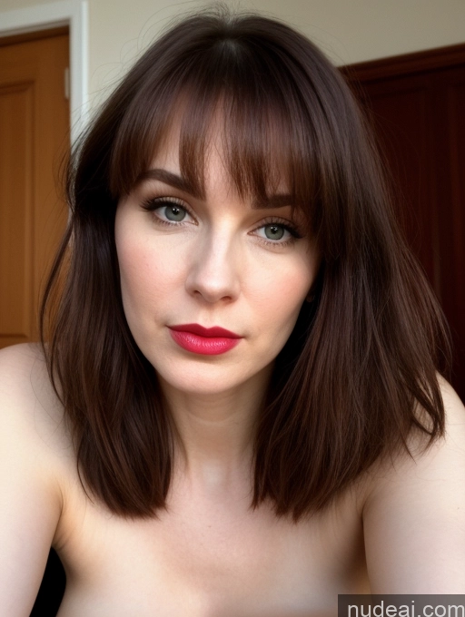related ai porn images free for Woman One Beautiful Fairer Skin 40s Bangs Brunette White Nude Close-up View Detailed Lipstick Pouting Lips