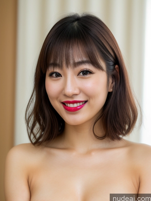 related ai porn images free for Woman One Beautiful Lipstick 20s Happy Japanese Nude Detailed Close-up View Bangs