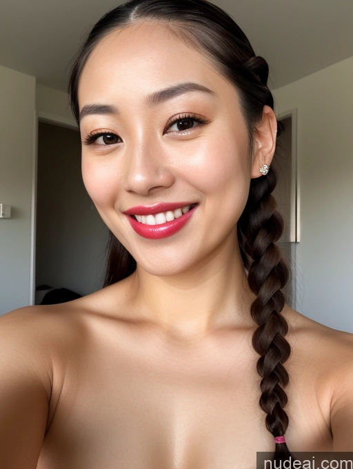 related ai porn images free for Woman One Beautiful Lipstick 20s Happy Japanese Nude Detailed Close-up View Braided