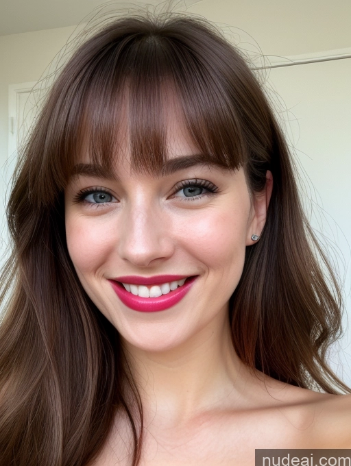 related ai porn images free for Woman One Beautiful Lipstick 20s Happy Nude Detailed Close-up View British Bangs