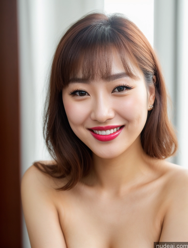 related ai porn images free for Woman One Beautiful Happy Nude Detailed Close-up View Bangs 20s Lipstick Korean