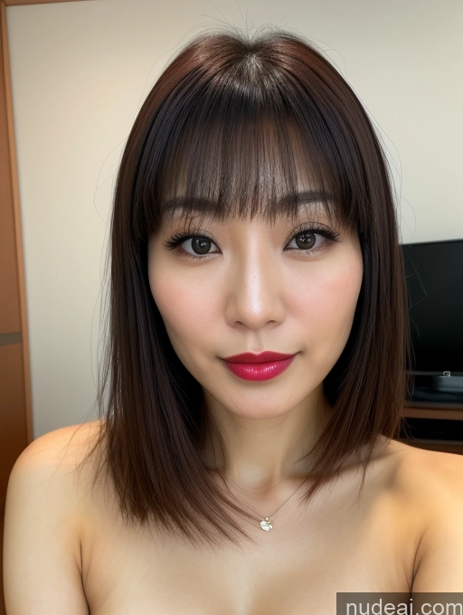 related ai porn images free for Woman One Beautiful Nude Detailed 30s Lipstick Close-up View Japanese Bangs