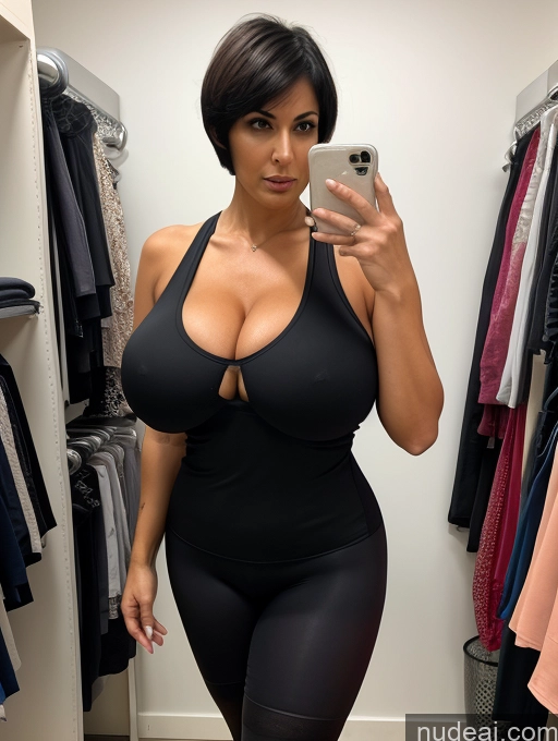 related ai porn images free for Tank Top Pantyhose Spandex Huge Boobs Tall Tanned Skin Tattoos Black Hair Short Hair Cleavage Detailed Front View Serious 20s Milf Changing Room