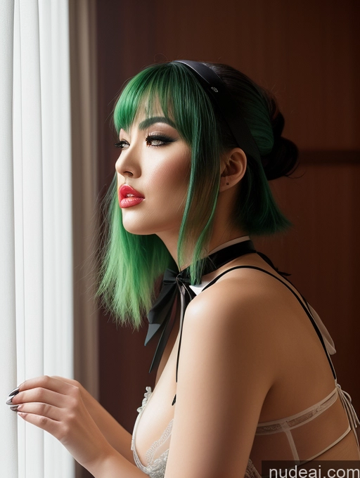 related ai porn images free for Japanese Green Hair Pouting Lips 40s Woman Lipstick Thick Pubic Hair Chubby 3d Seductive Side View Squatting Bow Tie Choker Mesh