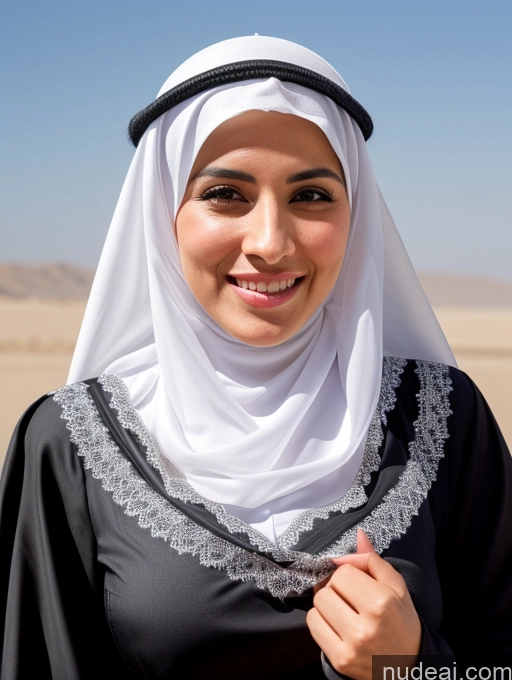 related ai porn images free for Woman Busty Short Skinny 30s Happy Black Hair Hair Bun Arabic Front View Dress Long Skirt Niqab Nun
