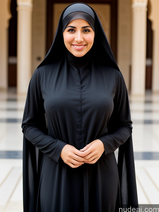 related ai porn images free for Woman Busty Short Skinny 30s Happy Black Hair Hair Bun Arabic Front View Dress Long Skirt Niqab Nun