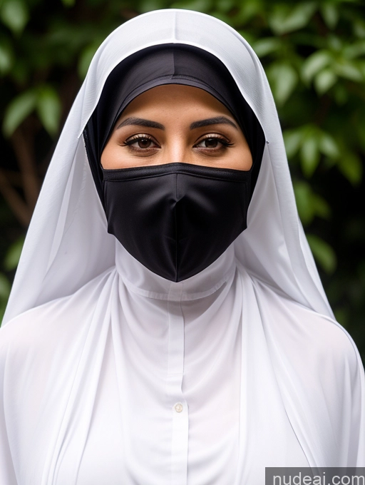 related ai porn images free for Woman Busty Short Skinny 30s Happy Black Hair Hair Bun Arabic Front View Dress Long Skirt Niqab Nun