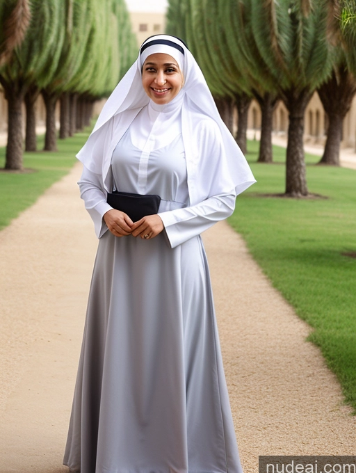 related ai porn images free for Woman Busty Short Skinny 30s Happy Black Hair Hair Bun Arabic Front View Dress Long Skirt Niqab Nun