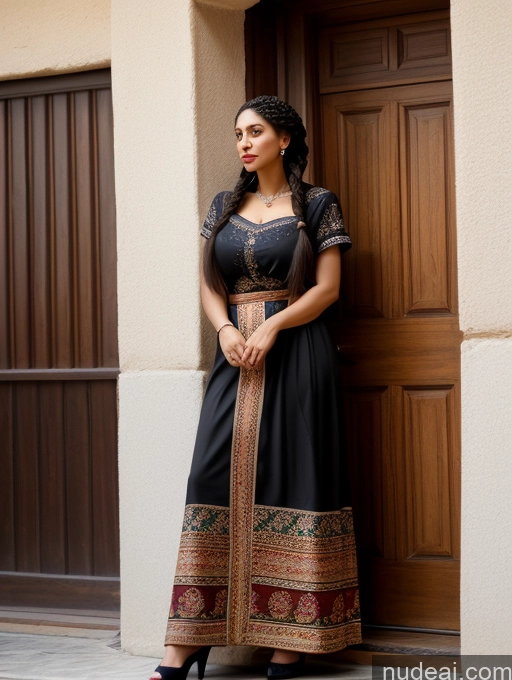 related ai porn images free for Woman One Short Skinny 30s Black Hair Arabic Front View Dress Long Skirt Traditional Huge Boobs Braided Shocked